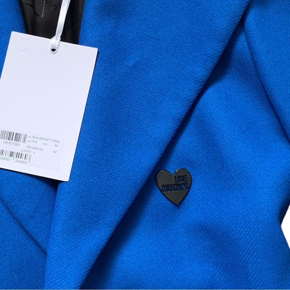 ❤️🔥❤️Love Moschino Belted Wool Blend Long Coat size 8 US in electric blue❤️🔥❤️ - Picture 3 of 5